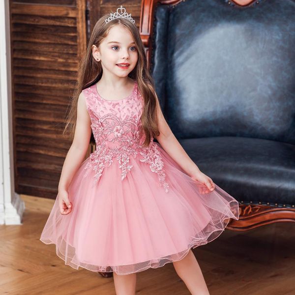 

2019 lovely pink flower girls dresses beading applique tulle ball gown communion dresses flower girl dresses plus size