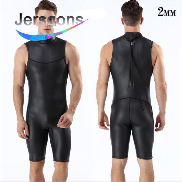 

jersqons men 2mm sleveeless short pants smooth skin neoprene triathlon suit wetsuit diving suits swimsuit