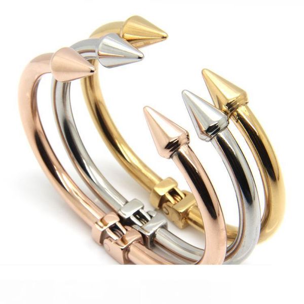 

2019 titanium steel pointed love bracelets bangles for women men screwdriver bangle femme gold plating ulseira feminina masculina, Golden;silver