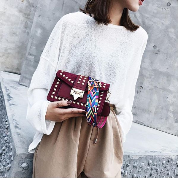 

women's bag 2020 new fashion small square bag with rivets fairy versatile one shoulder handbag messenger bags