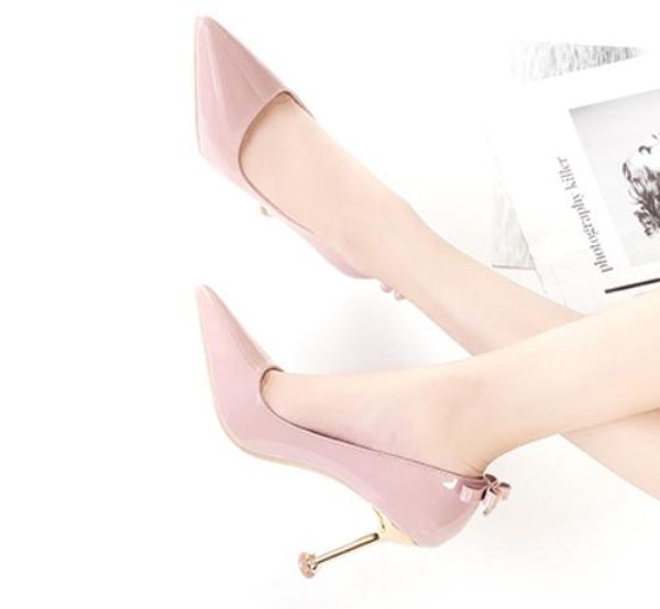 

women's shoes in spring and autumn high fine heel pointed end bowknot@b083, Black