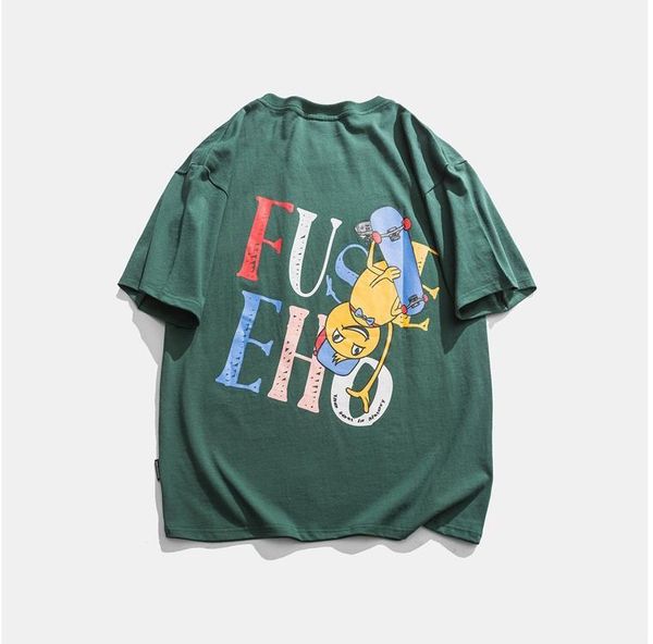 

2020 лето новые шлифе свободно случайные мальчики дикие маленькие желтые утки печатных короткими рукавами футболки, White;black