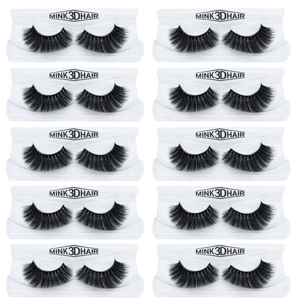 

10pairs/lot eyelashes 3d mink eyelashes long lasting mink lashes natural dramatic volume extension false