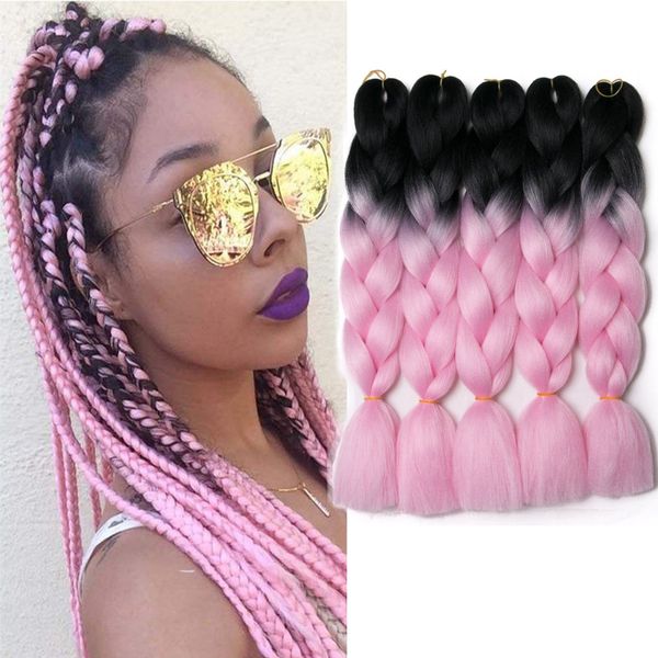Synthetic Two Tone Ombre Jumbo Braiding Hair Extensions 100g Pc