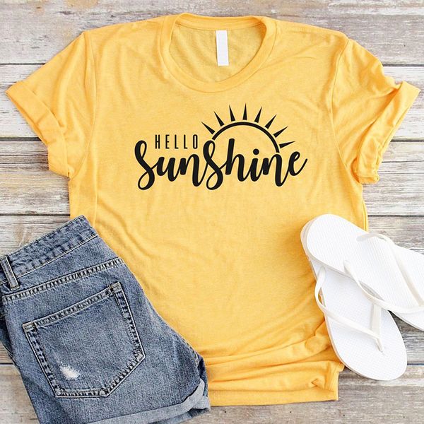 

женщины тенниска женщины топы вс рубашки привет саншайн shirt женщины желтый t хлопок графический плюс размер tshirt летние рубашки природа, White