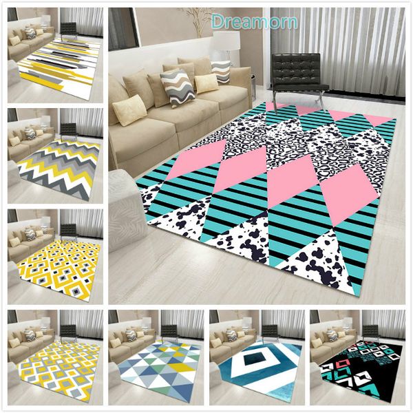 

new fashion geometric printed flannel area rug and carpet for living room anti-slip doormats bedroom rugs sofa table floor mats