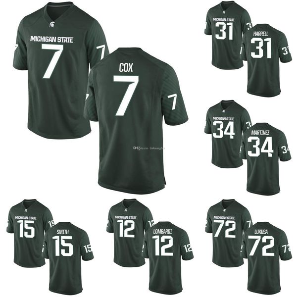 

demetrious cox collin lucas darrell stewart jr rocky lombardi drake martinez stitched men's michigan state spartans college football je, Black
