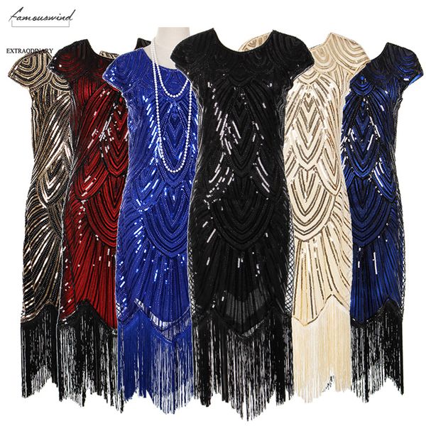 

женская midi 1920-х платья рукава урожай хлопушки великий гэтсби платье партии v шеи sequin fringe аксессуары art embellished, Black;gray