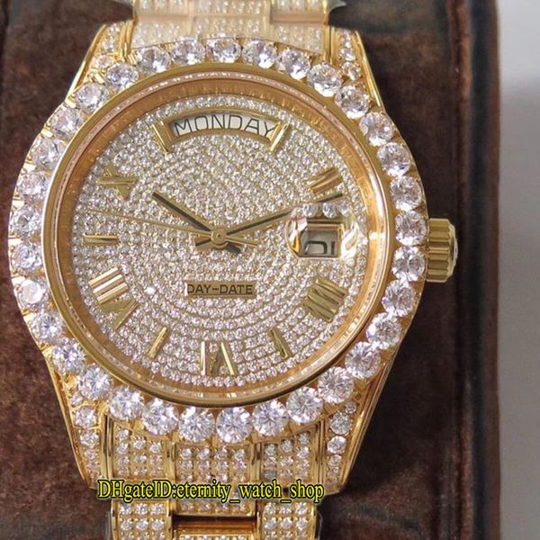 

twf 126333 118348 86409 diamond dial eta a2836-2 automatic mens watch 18k rose-gold 904l steel iced out diamonds case iced out full watches, Slivery;brown