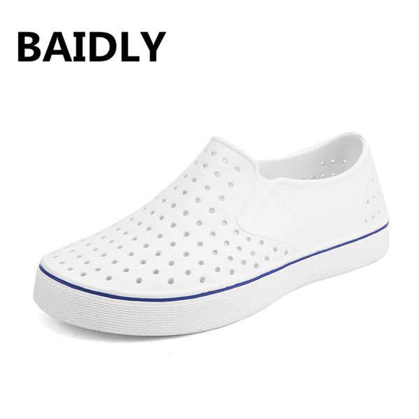 

new mens summer slippers beach sandals jelly shoes outdoor hollow clogs men sandals lovers water shoes sandalias de hombre, Black