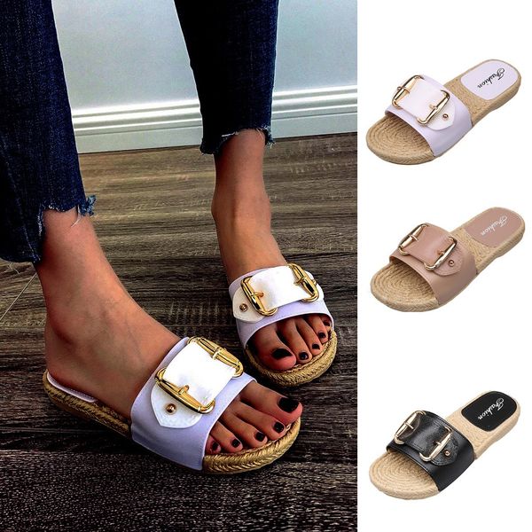 

summer women sandals ladies elegant open toe comfort flat buckle sandals slipper shoes female casual soft beach shoes, Black