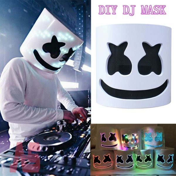 

marshmello dj mask el wire led helmet mask cosplay prop halloween full face cosplay prop party bar masks drop shipping z