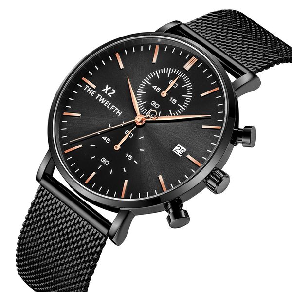 

strap new 3atm face brand watches chronograph male clock mens leather black masculino waterproof quartz fashion calendar relógios bpqs, Slivery;brown