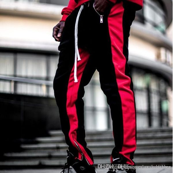 

kanye способ вскользь мужских брюки jogger дизайнерского pantalones цвет заплатка slim fit брюки, Black