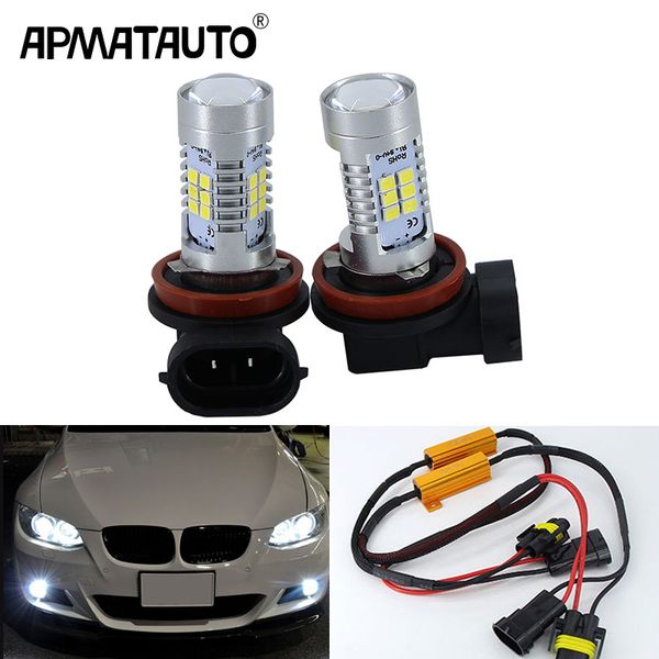 

2x h11 h8 led canbus white crystal blue 21smd bulbs reflector mirror design for fog lights for e39 325 328 m mini sport