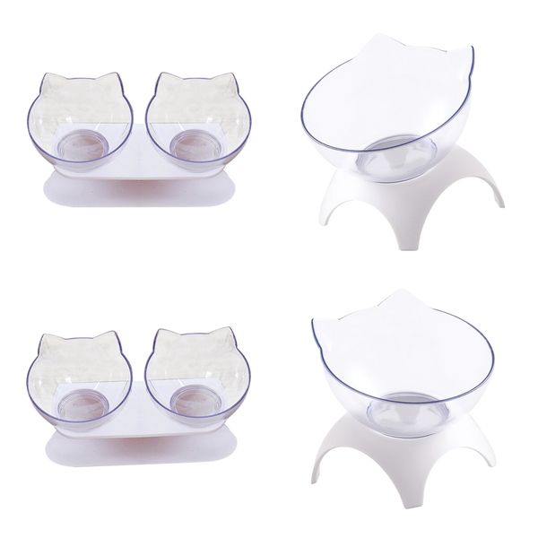 

4x raised double single elevated dog cat bowls food water dish with stand