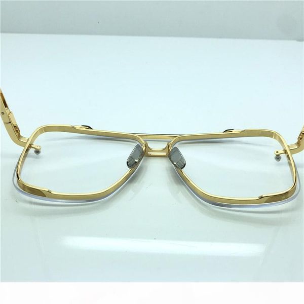 

wholesale- new mens brand designer clear lens sunglasses dts121 retro square frame shiny gold fashion eyewear come with case, White;black