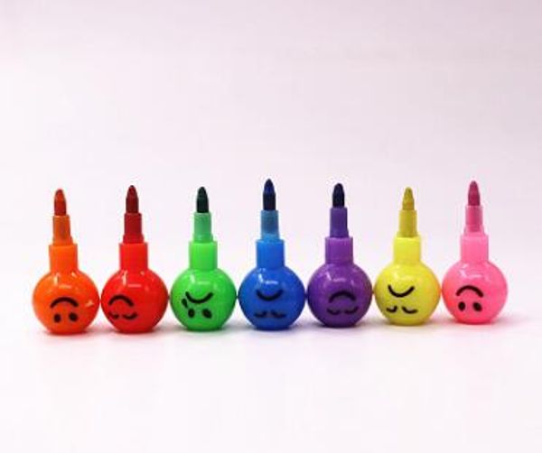 Smiley Cartoon lápis colorido Rainbow lead pencil Engraçado Faces lápis como Crianças técnicas de desenho