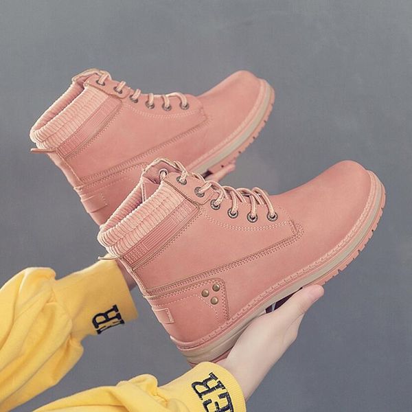 

women's boots booties single large size boots women's leather tie 2019 autumn winter new, Black