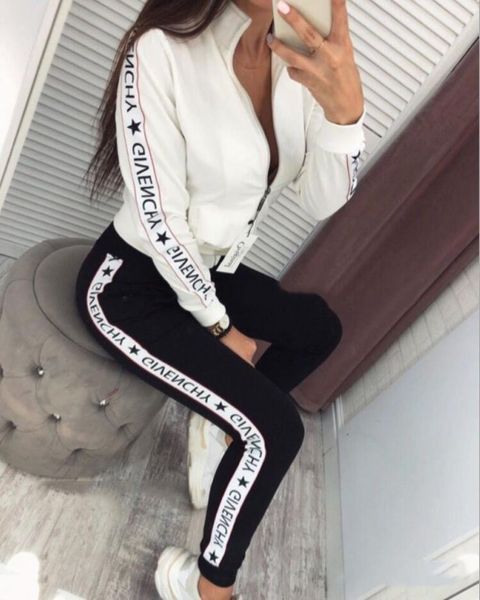 

designer red women tracksuits autumn outfits embroidery letter hoodies pullover hooded +pants legging sport suit 2019, White