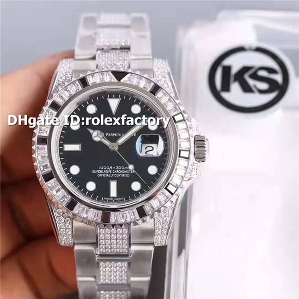 

Top KS SUB Black Diamond Мужские часы Швейцарский ETA 2836-2 Автоматическая 28800vph из нержавеющей