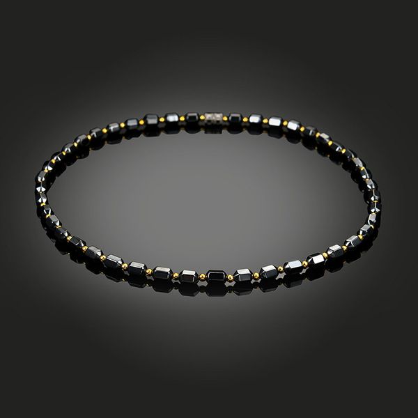 

men women black hematite necklace magnet gold beads magnetic therapy care necklaces jewelry gift fo sale, Golden;silver