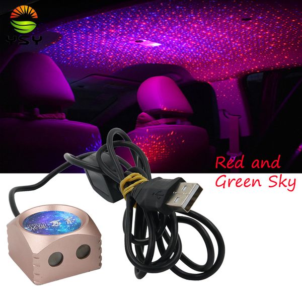

ysy 1set car styling car led interior decoration atmosphere light with wireless remote control red green sky roof light 12v