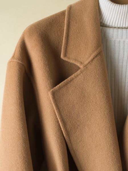 

abrigos mujer invierno 2020 women wool coat long slim fashion jacket with belt female double sided overcoat manteau femmelx2559, Black