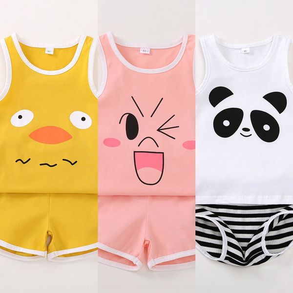 

children's suit 2019 vest shorts suits for boys and girls and girls vest children's suit two-piece cotton cartoon baby clothes