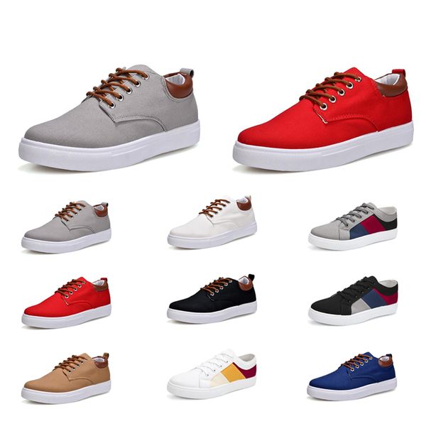 Großhandel Freizeitschuhe No-Brand Canvas Spotrs Sneakers Neuer Stil Weiß Schwarz Rot Grau Khaki Blau Mode Herrenschuhe Größe 39-46