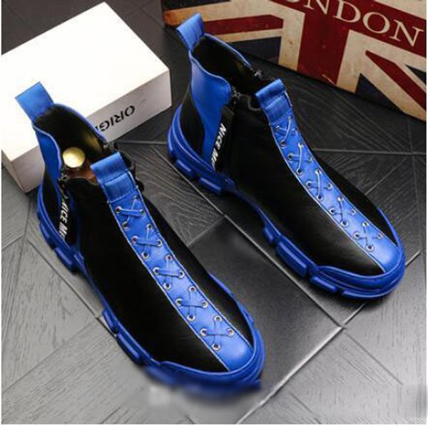 

fashion men high british style cross strap shoes men causal shoes red gold blue bottom rubber dress shoes for male, Black