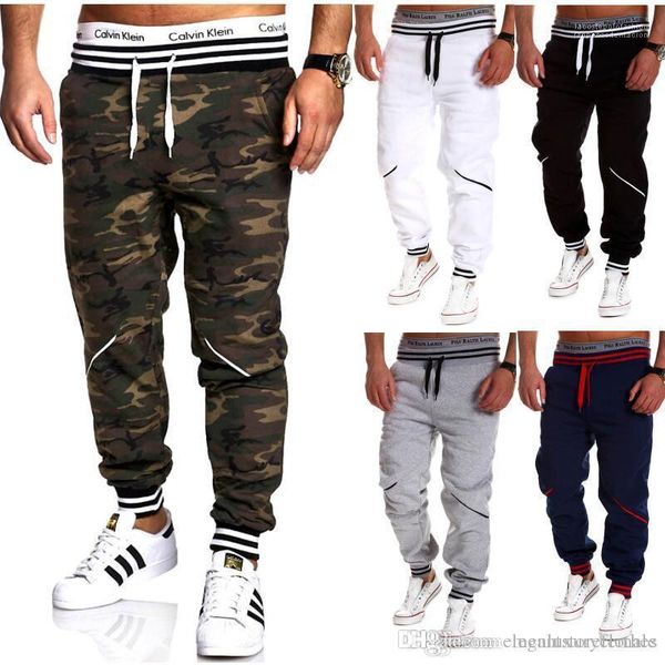 

pencil pants designer male hommes pantalone mens casual camouflage pants elastic sports, Black