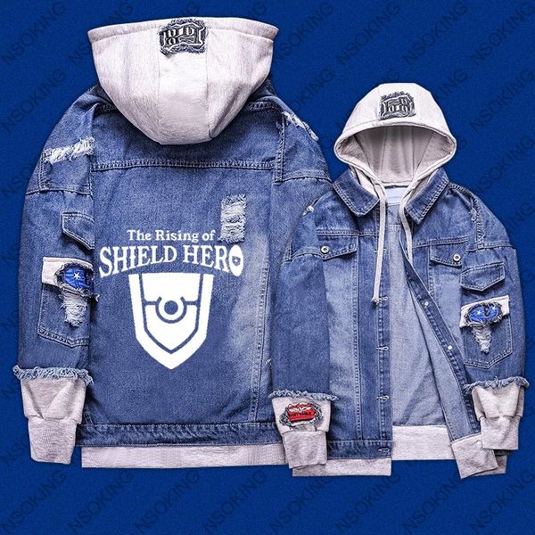 

new the rising of the shield hero tate no yuusha no nariagari tanuki demi-human hoodie anime jeans coat cool fashion jacket, Black