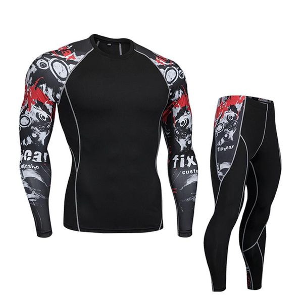 

bicycle underwear men compressed sports underwear cycling base layer men workout set jogging sportswear track suit gym man 4xl, Black