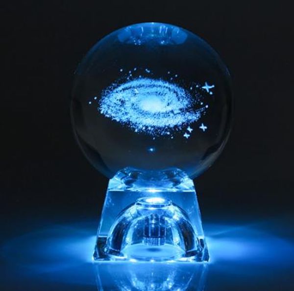 

6cm 3d engraved galaxy solar system crystal lamp night light luminous craft glass round sphere home office table decor lamp gift