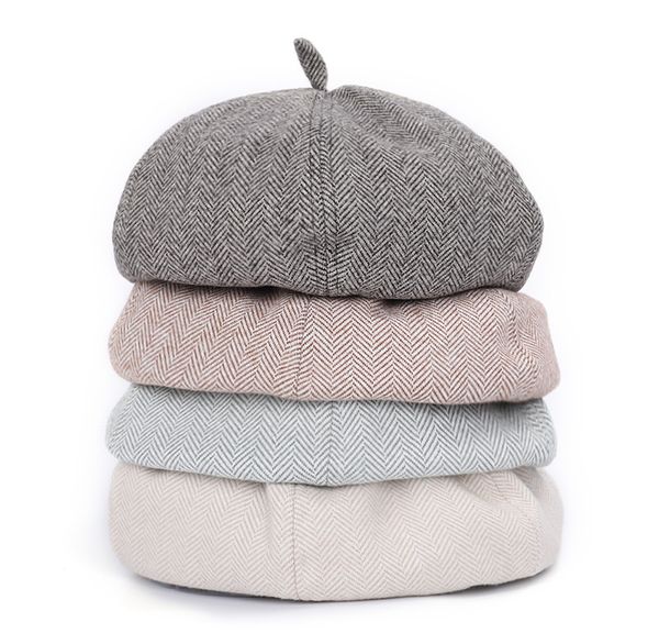 

fashion girls ladies flat wool beret hat cap autumn winter solid color french beret hats for women felt berets sombrero mujer, Blue;gray