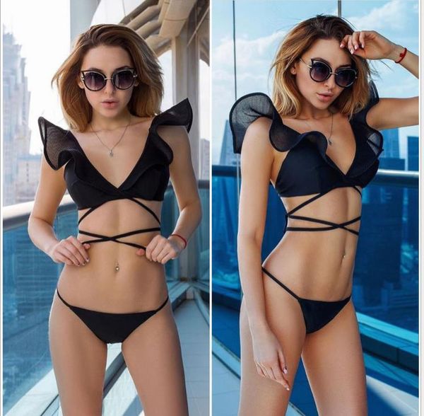 

сексуальная повязка-бикини с летающим рукавом из сплит-купальников mesh yarn в европе и америке