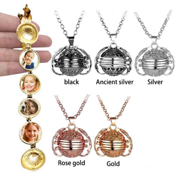

folding 4 p locket magic expanding ps pendant memorable pendant necklace medallion angel wings heart pendant necklace 6 colors, Silver