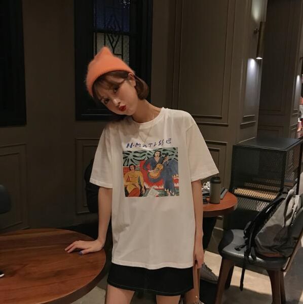 

summer 2019 new korean version of the slim loose short-sleeved t-shirt, White