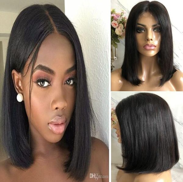 Celebrity Wigs Lace Front Wig Bob Cut Wigs Natural Color 10a Grade