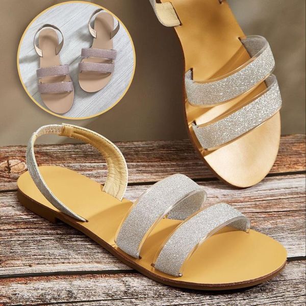 

2020 women flat sandals summer beach sandals handmade rhinestone open toe platform crystal slip on casual shoe, Black