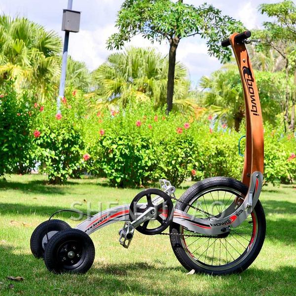 

three-wheeled exercise bike / stand-standing bicycle / ultra light folding bike sports weight loss wooden + steel
