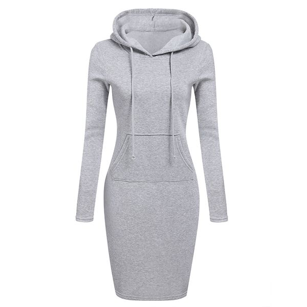 

autumn winter warm sweatshirt long-sleeved dress woman clothing hooded collar pocket simple casual lady dress vesdies sweatshirt, Black;pink