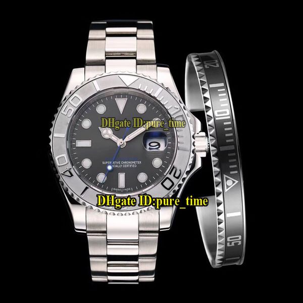 Novo 116622 Cinza Dial Asian 2813 Automático Mens Watch Two-Way Bezel Rotação Banda de Aço Com Presente Livre Pulseira de Alta Qualidade Wathes terno