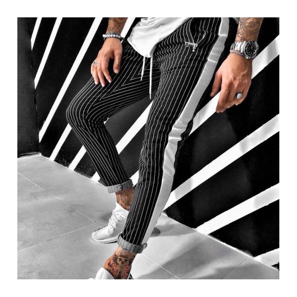 

mens fashion designer 2020 striped trousers brand sweatpants new arrive sport jogger pants 2 colors sell ng, Black