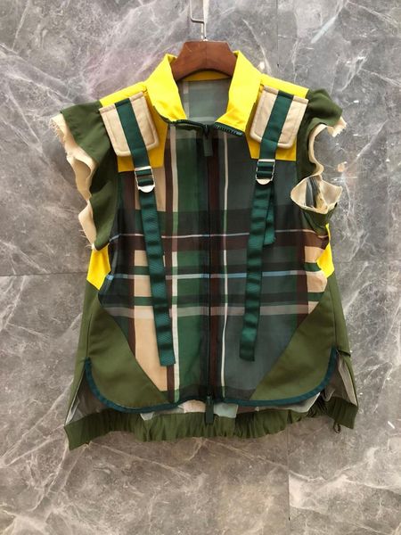 

2019 summer new women plaid vest coat 2 color tutu, Black;brown