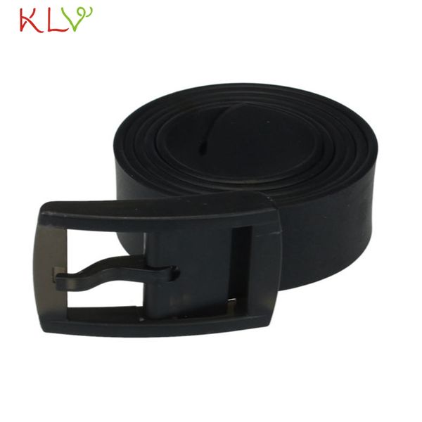 

klv coolbeenr men womens smooth silicone rubber leather belt plastic buckle new dec8, Black;brown