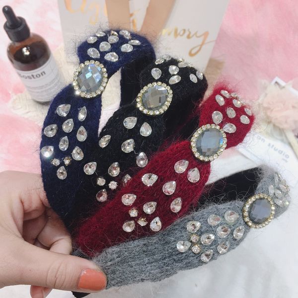 

korea handmade velvet crystal retro hair accessories hair band for girls flower crown headbands for women star hairbands
