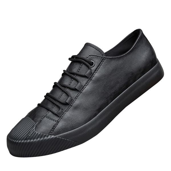

new men shoes fashion low lace up man leather casual shoes men flat shoes, Black
