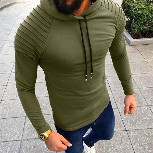 

sweatshirts men autumn long sleeve solid streetwear hip-hop green hoodie hooded sweatshirt tee outwear blouse clothing, Black